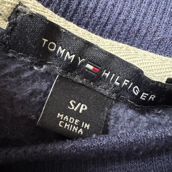 TOMMY HILFIGER Blue fuzzy crew neck hoodie. Size S - Picture 2 of 2